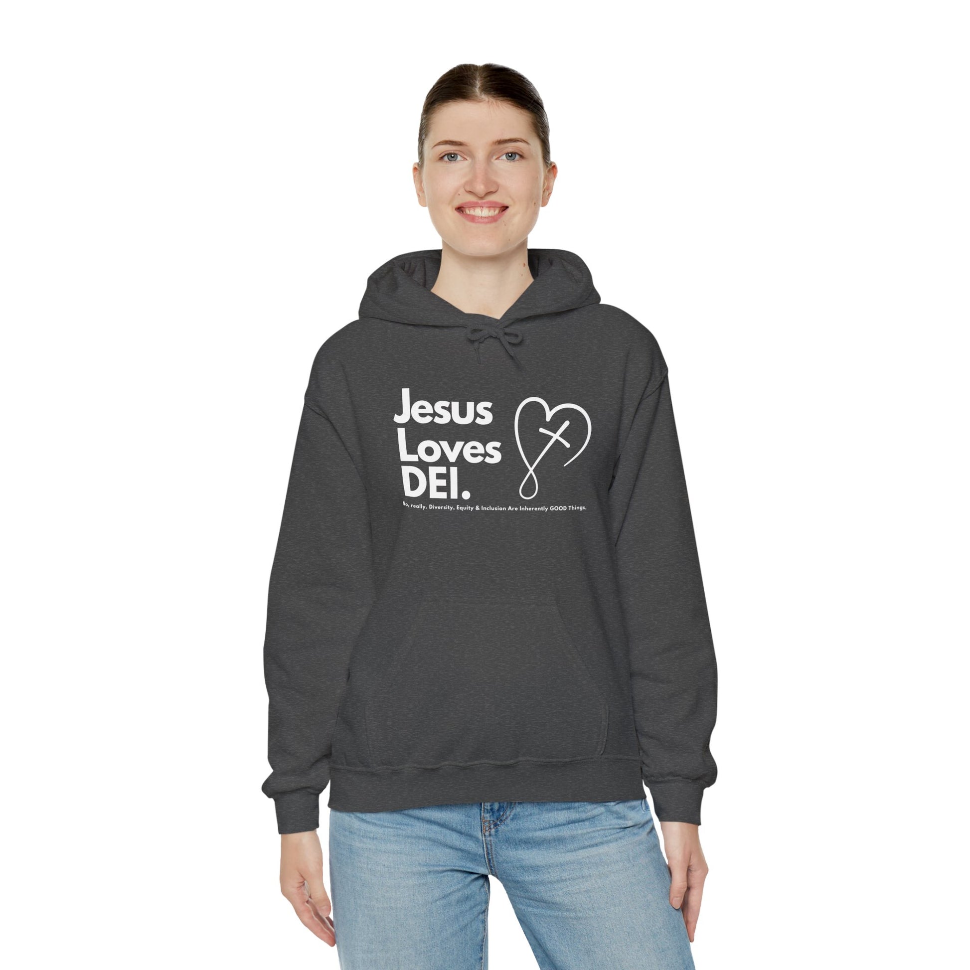 Jesus Loves DEI (Style 2) - Unisex Heavy Blend Hoodie