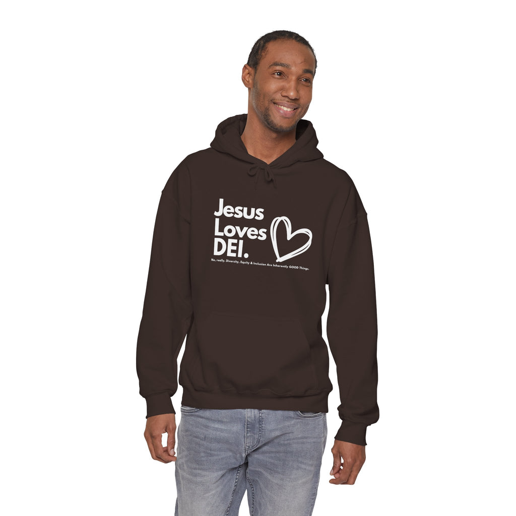 Jesus Loves DEI (Style 1) - Unisex Heavy Blend Hoodie