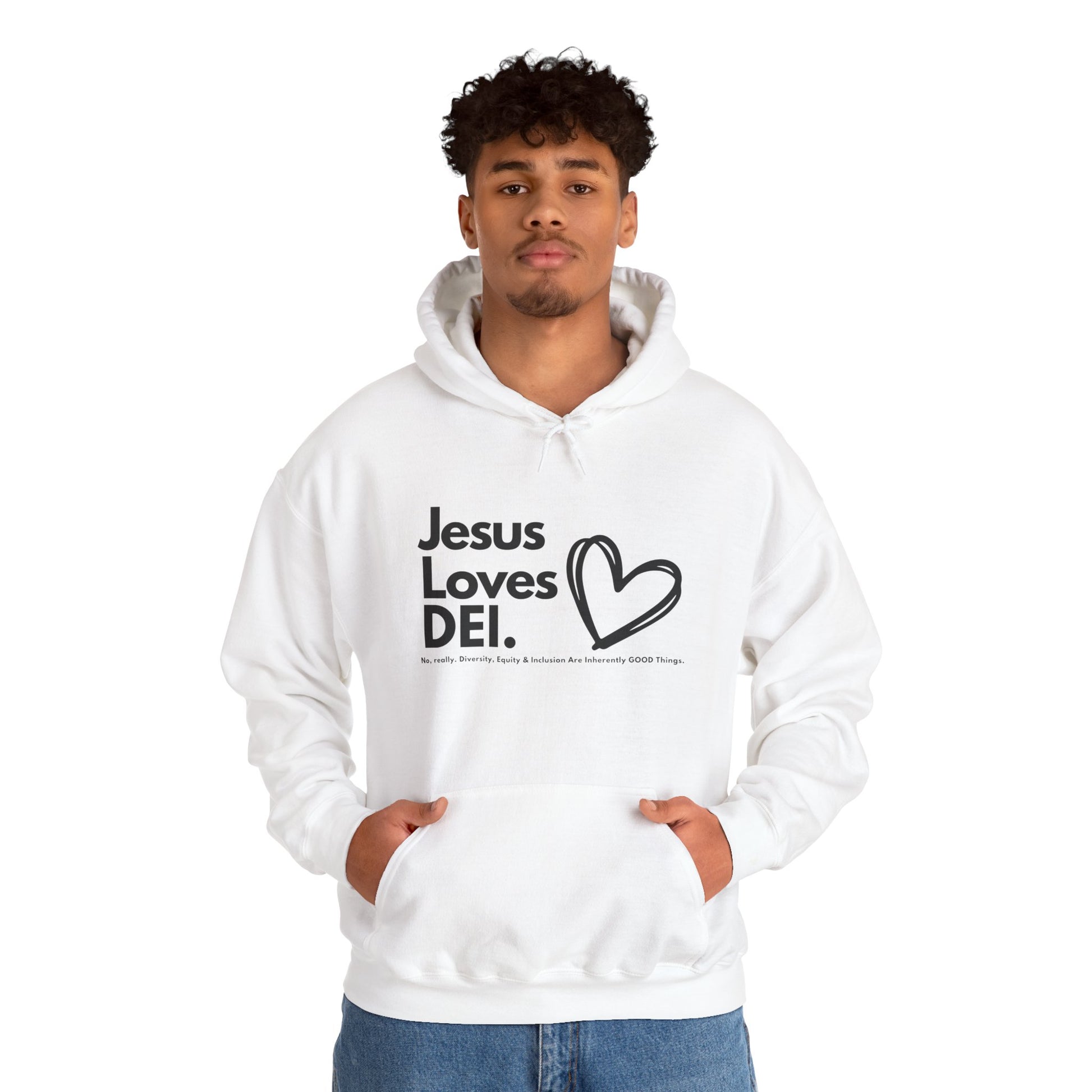 Jesus Loves DEI (Style 1) - Unisex Heavy Blend Hoodie
