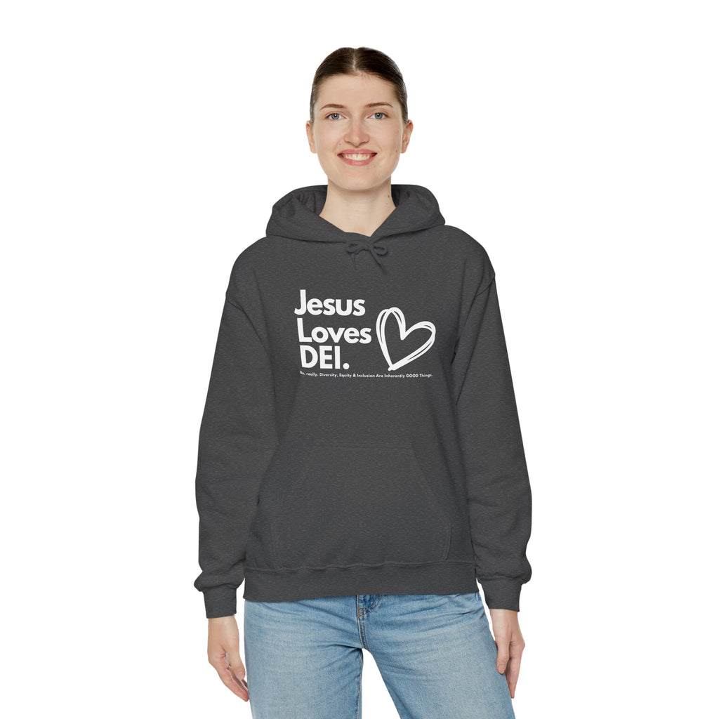 Jesus Loves DEI (Style 1) - Unisex Heavy Blend Hoodie