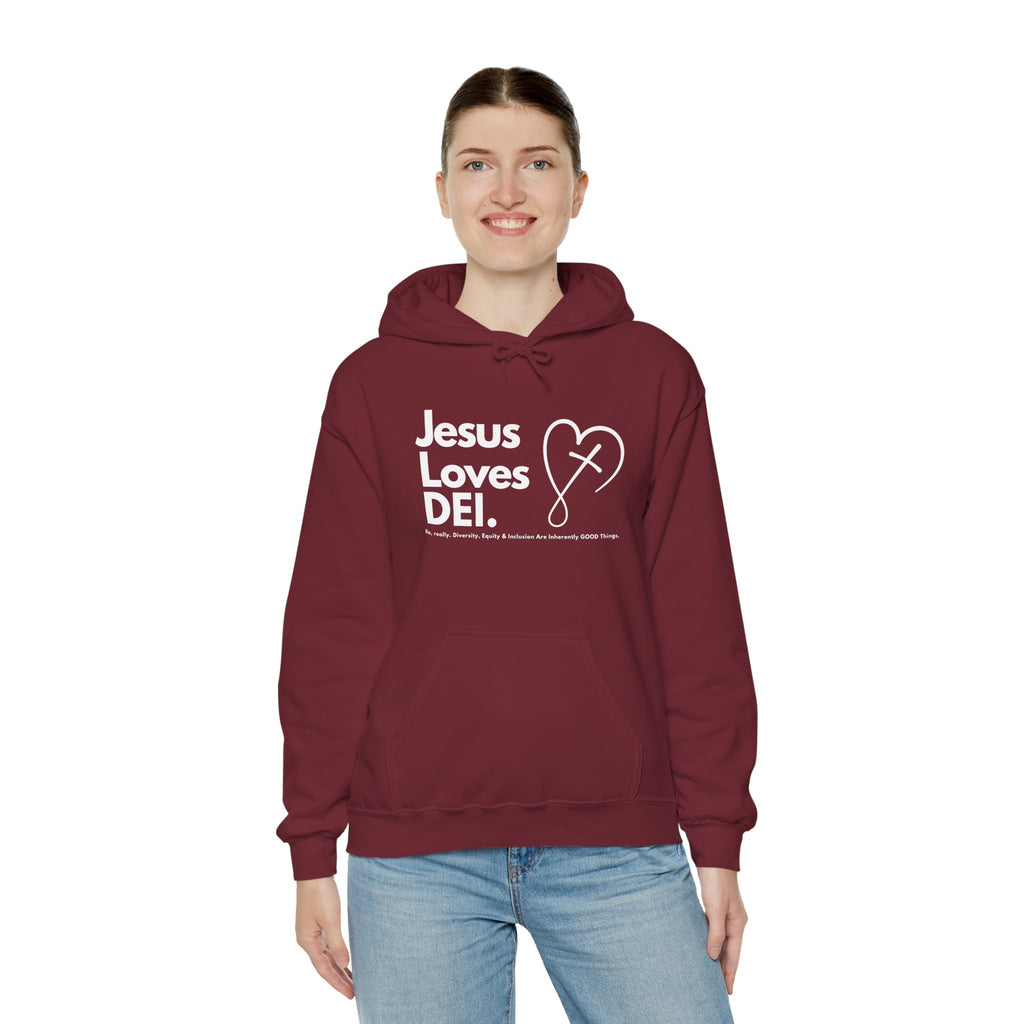 Jesus Loves DEI (Style 2) - Unisex Heavy Blend Hoodie