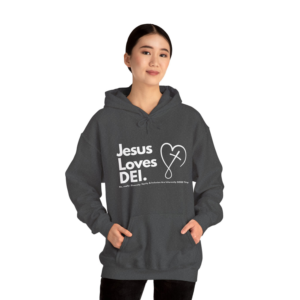 Jesus Loves DEI (Style 2) - Unisex Heavy Blend Hoodie
