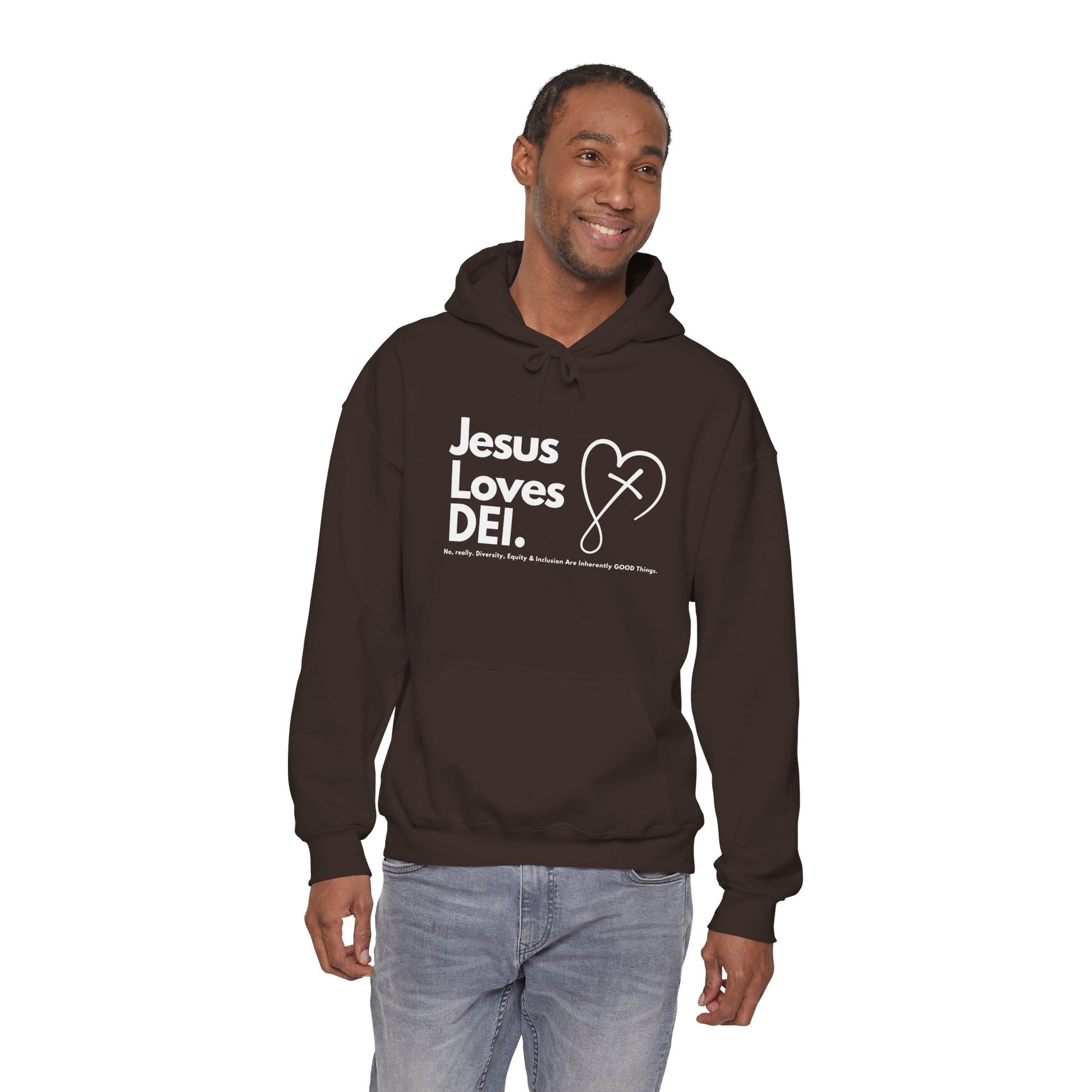 Jesus Loves DEI (Style 2) - Unisex Heavy Blend Hoodie