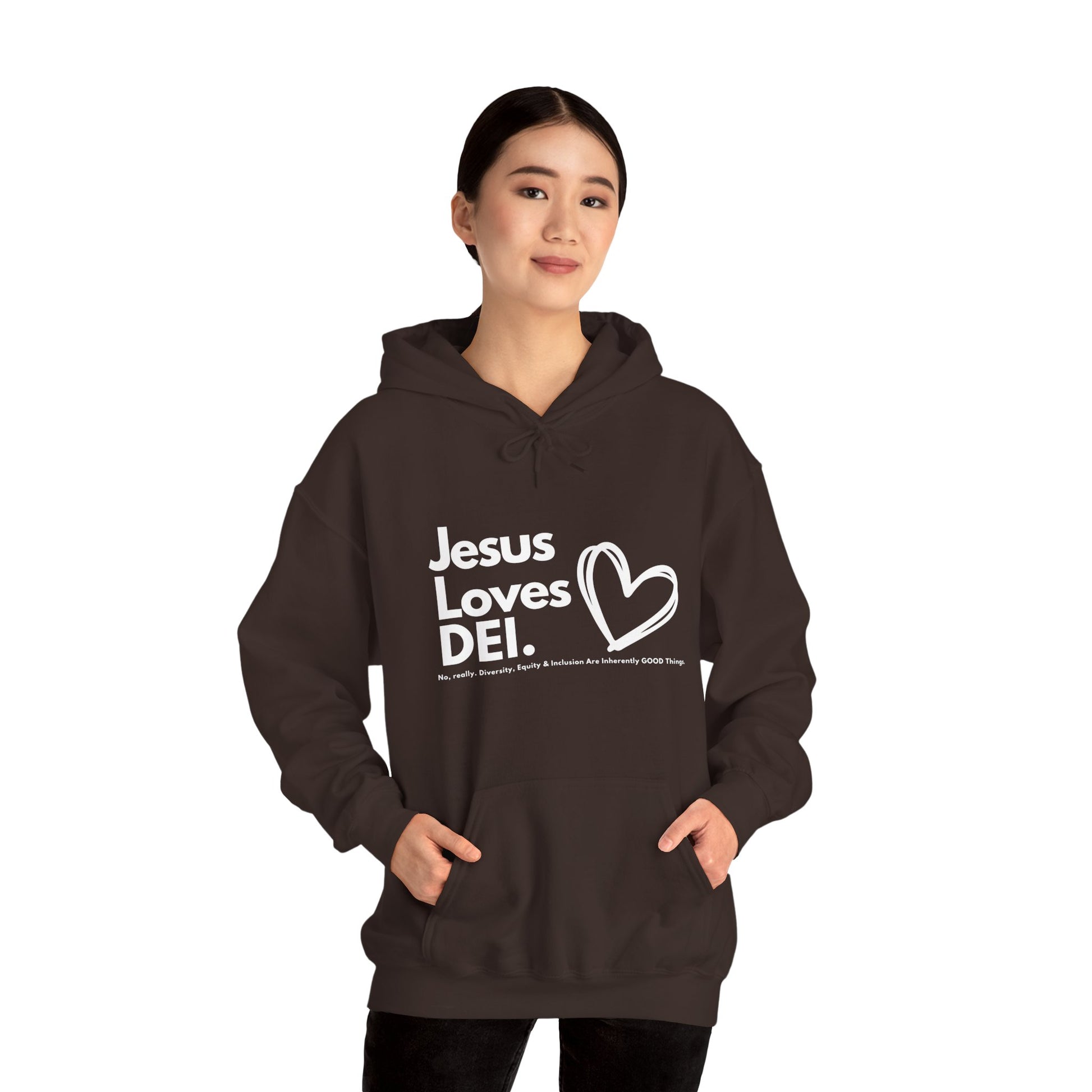 Jesus Loves DEI (Style 1) - Unisex Heavy Blend Hoodie