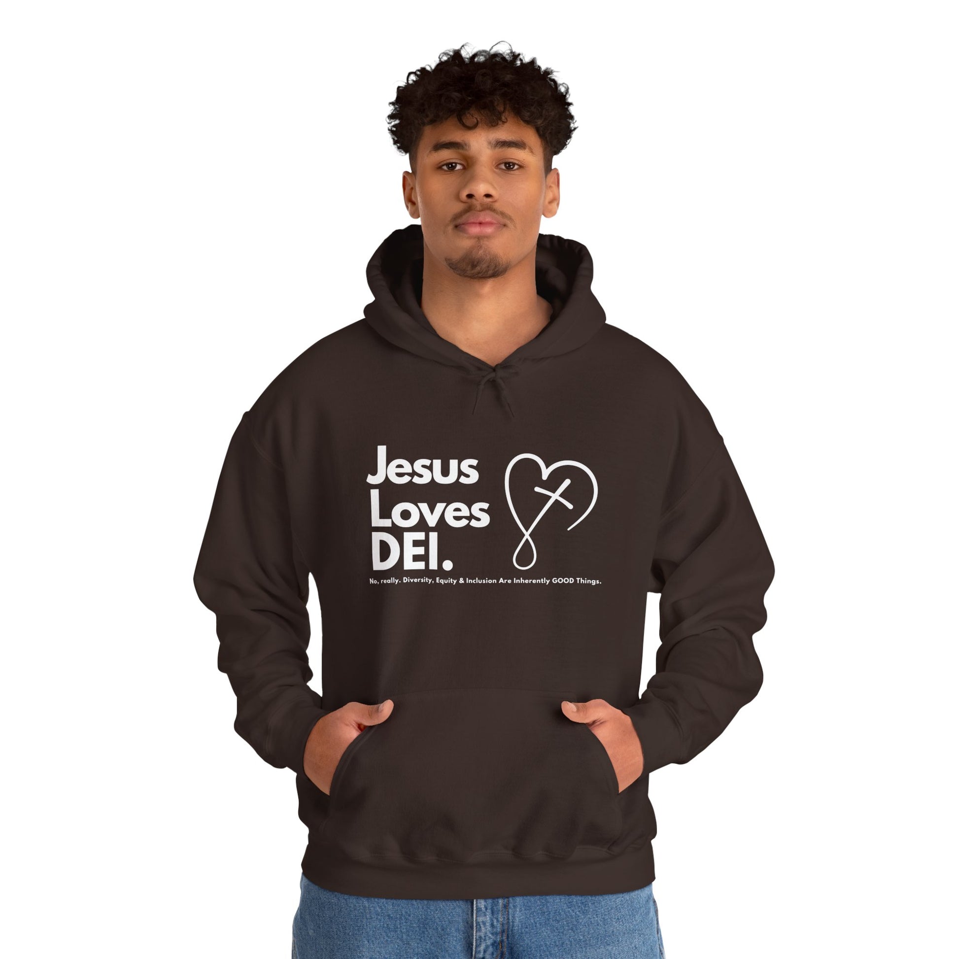 Jesus Loves DEI (Style 2) - Unisex Heavy Blend Hoodie