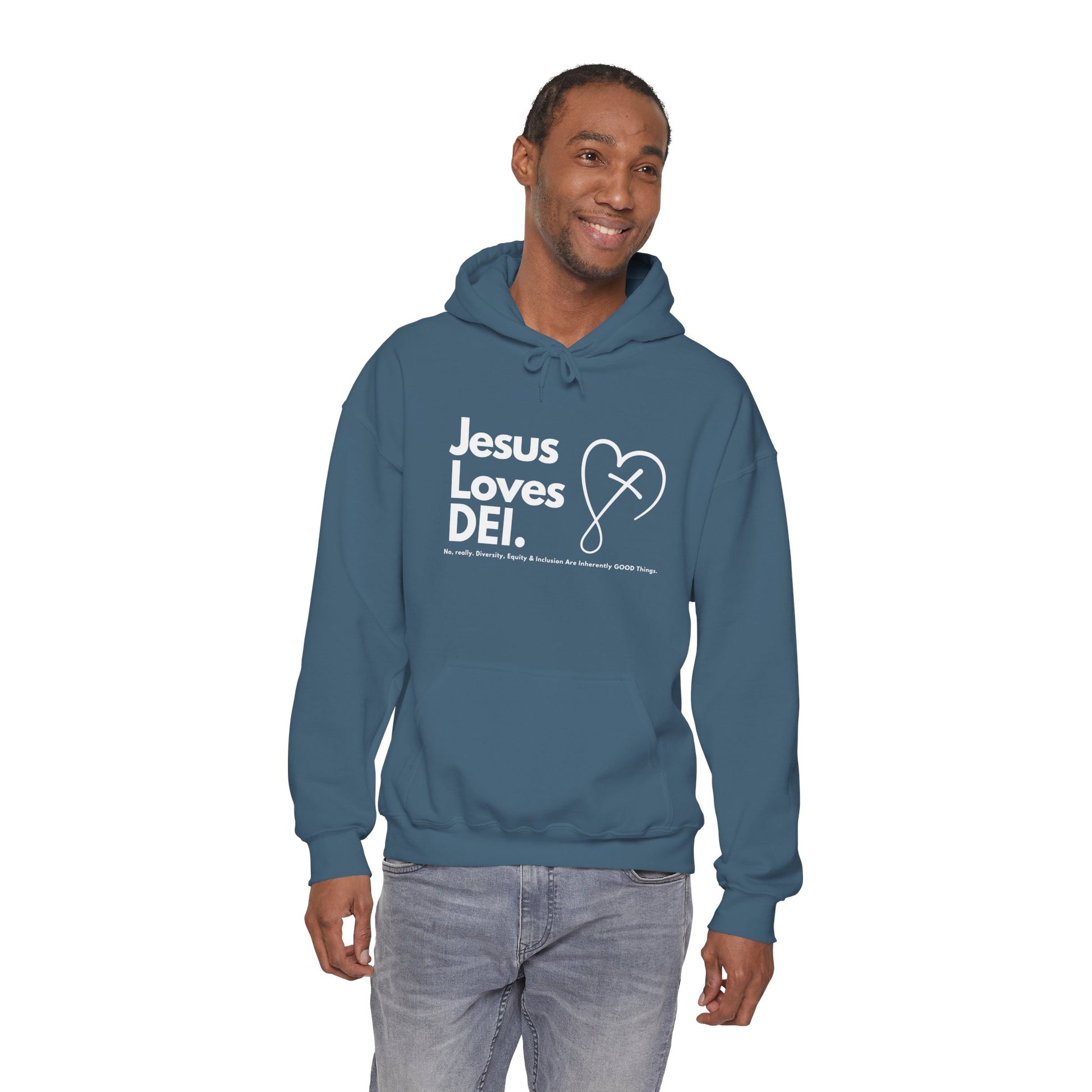 Jesus Loves DEI (Style 2) - Unisex Heavy Blend Hoodie