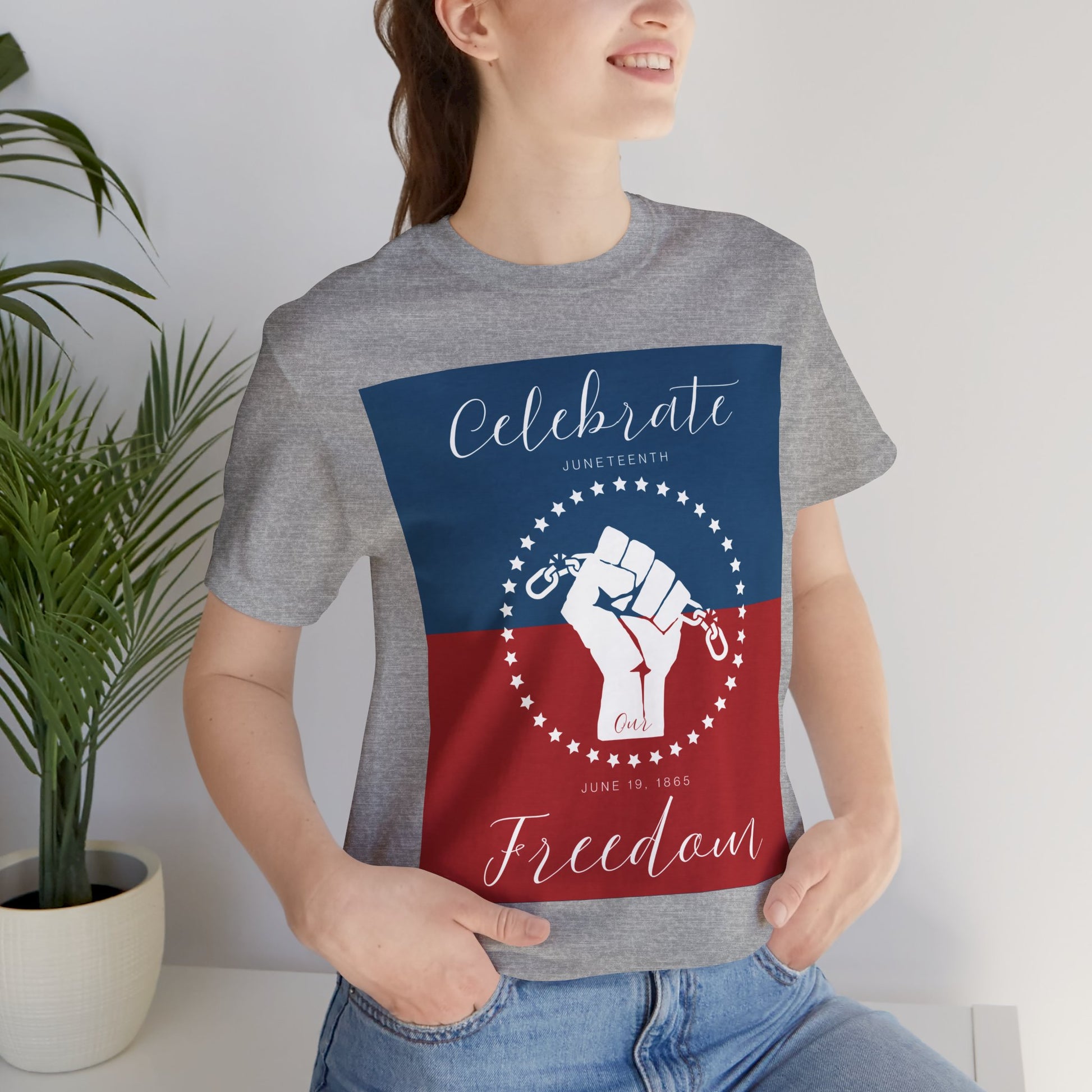 We Celebrate Our Freedom Juneteenth Tee | 4th of July, Independence Day Alternative Shirt for Black Solidarity, Black American Culture, Black Pride, Unisex T-Shirt