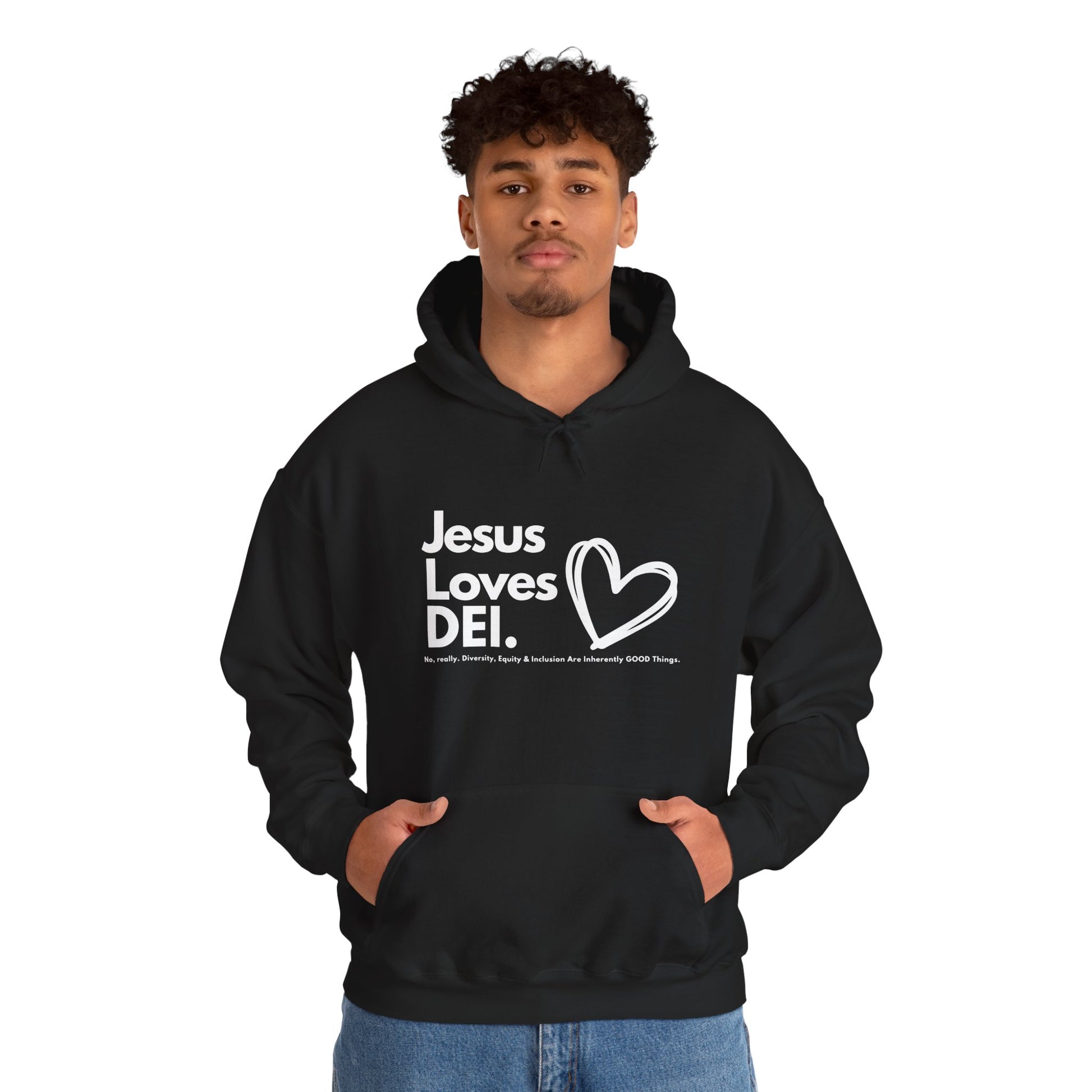 Jesus Loves DEI (Style 1) - Unisex Heavy Blend Hoodie