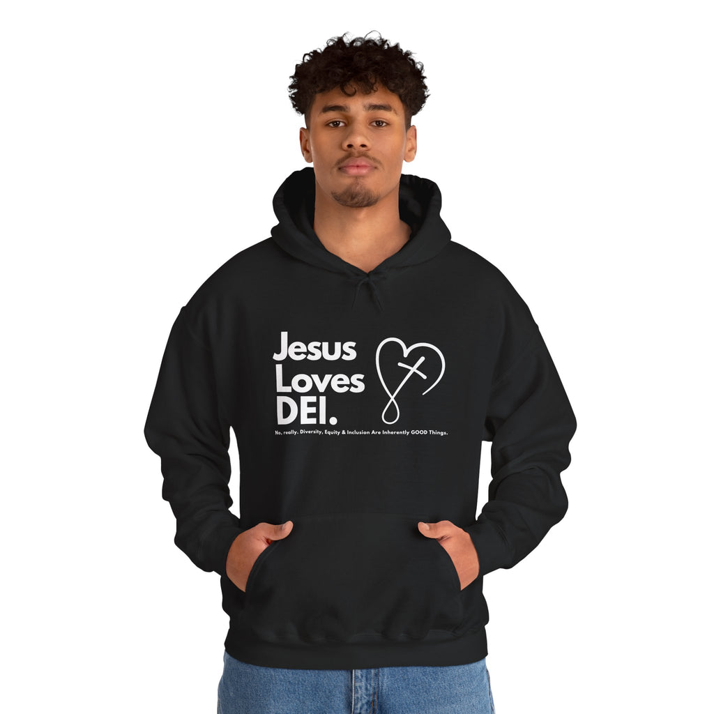 Jesus Loves DEI (Style 2) - Unisex Heavy Blend Hoodie