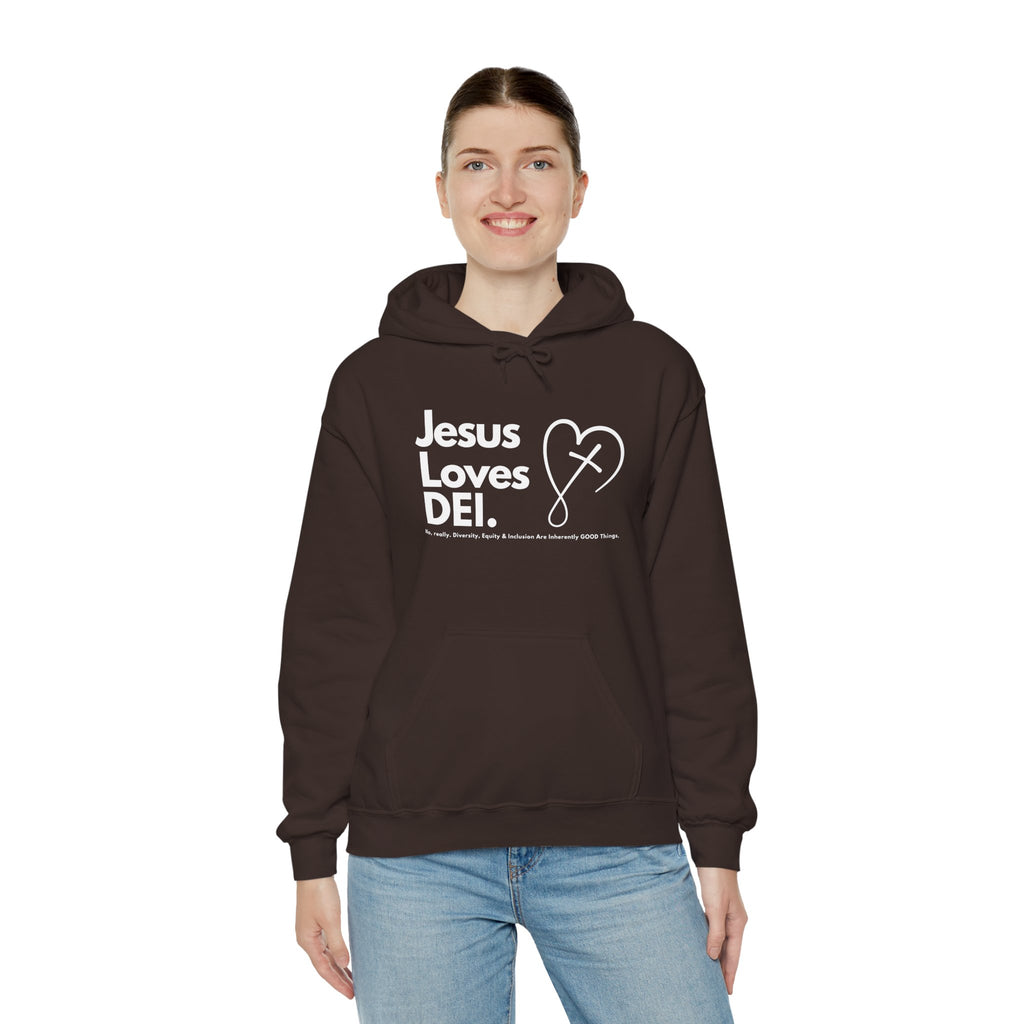 Jesus Loves DEI (Style 2) - Unisex Heavy Blend Hoodie
