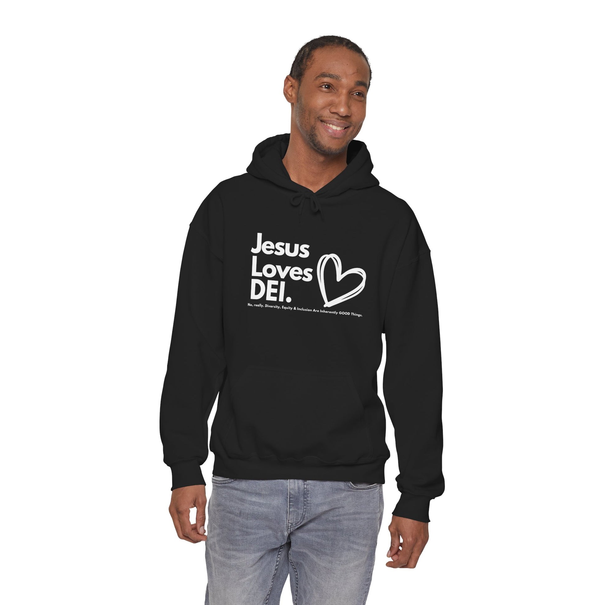 Jesus Loves DEI (Style 1) - Unisex Heavy Blend Hoodie