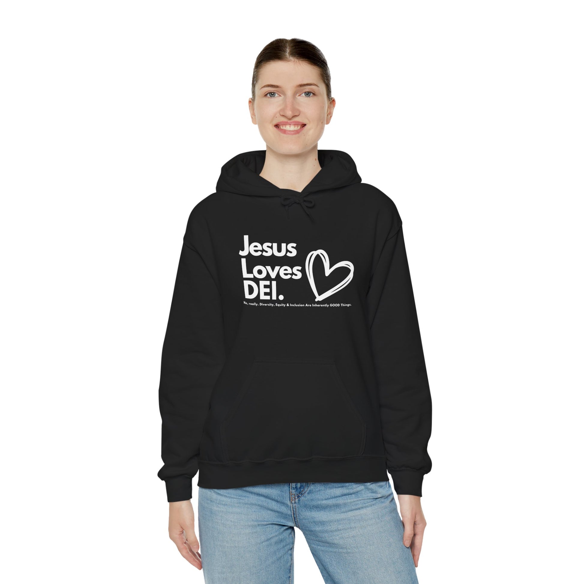 Jesus Loves DEI (Style 1) - Unisex Heavy Blend Hoodie