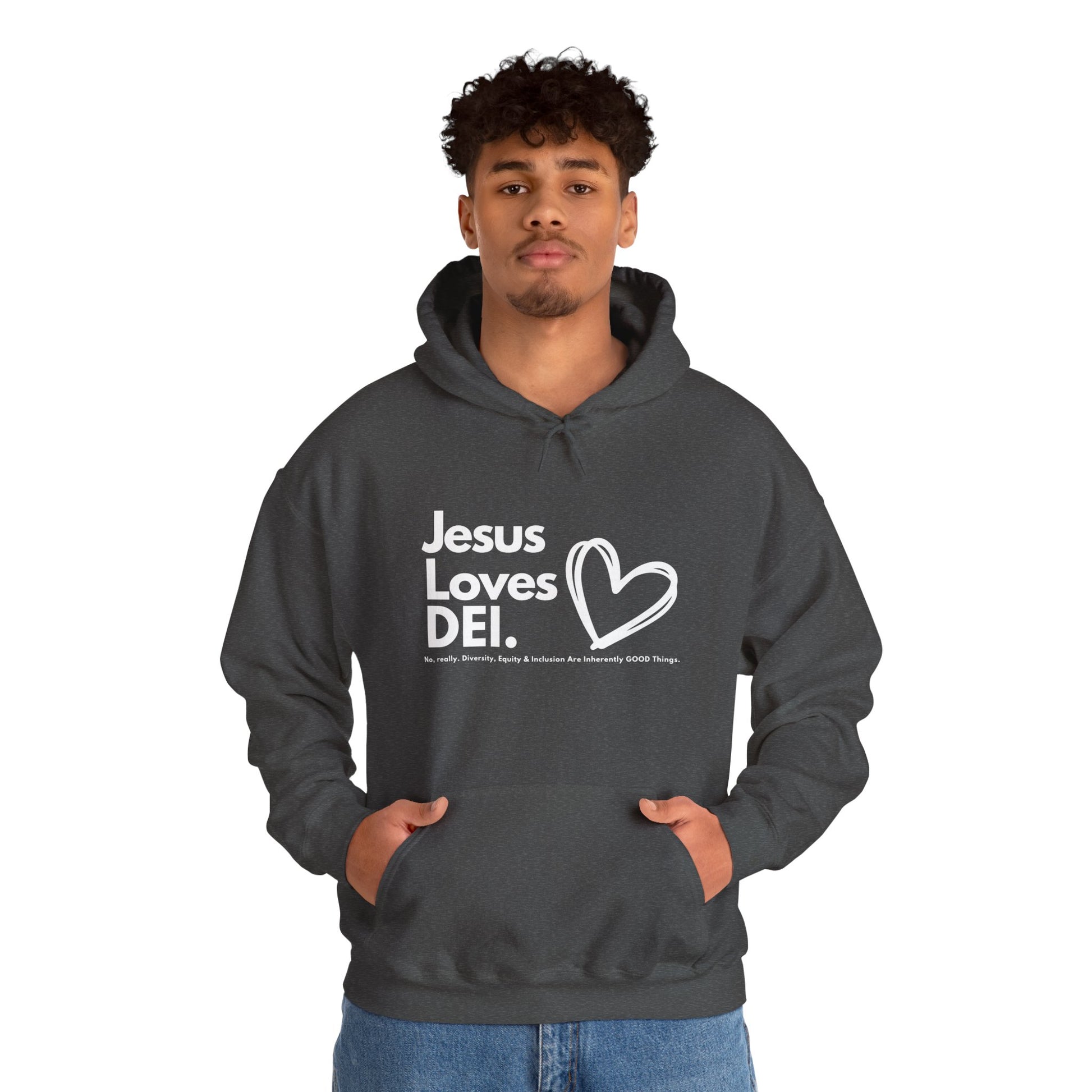 Jesus Loves DEI (Style 1) - Unisex Heavy Blend Hoodie