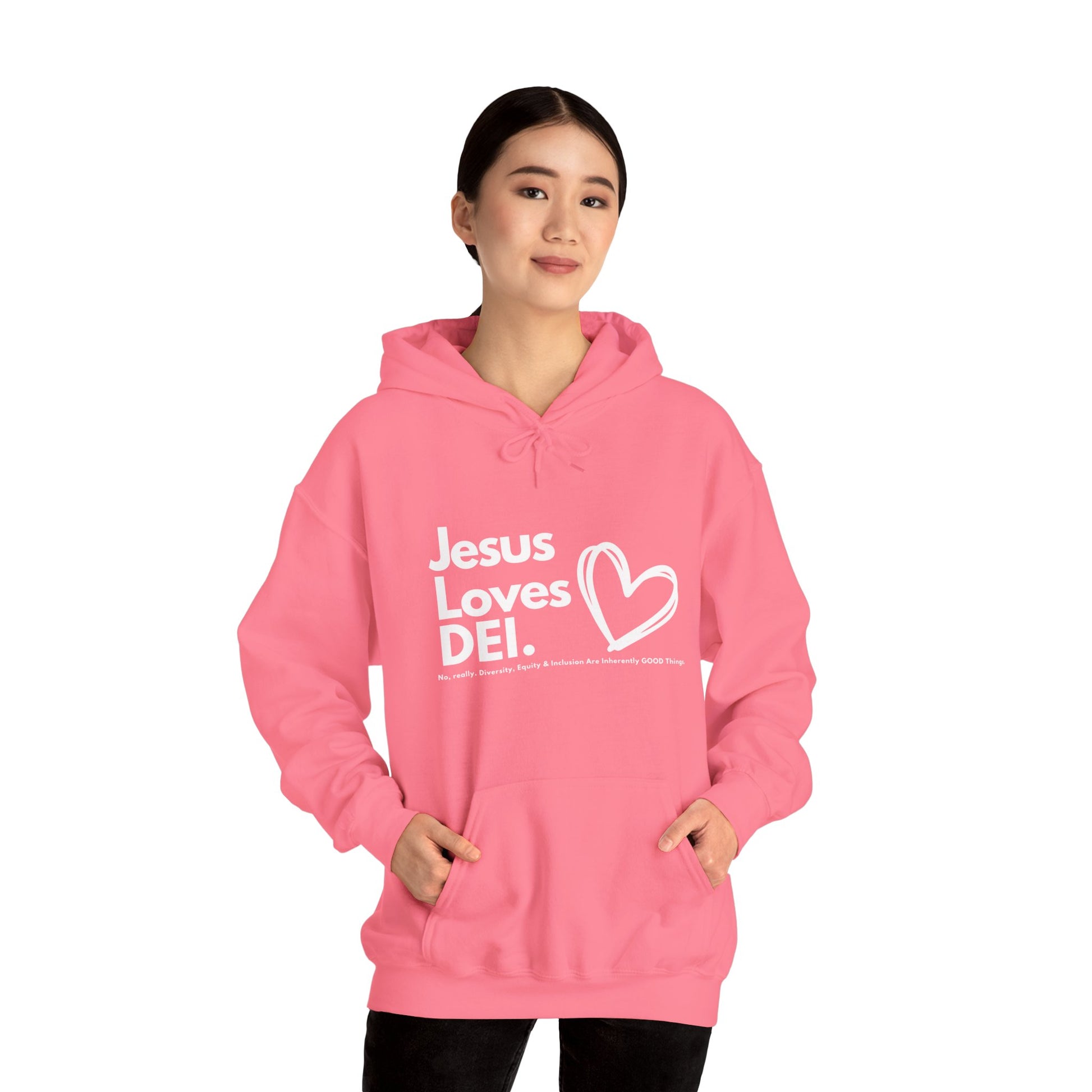 Jesus Loves DEI (Style 1) - Unisex Heavy Blend Hoodie