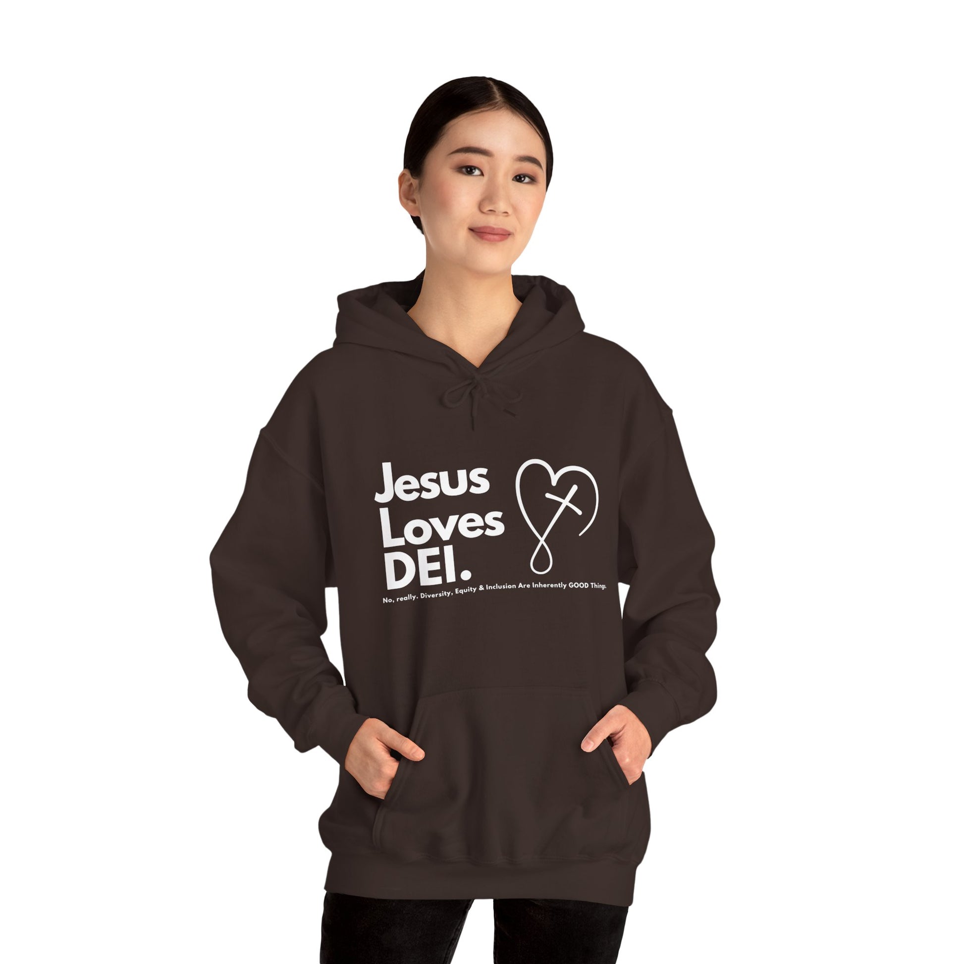 Jesus Loves DEI (Style 2) - Unisex Heavy Blend Hoodie