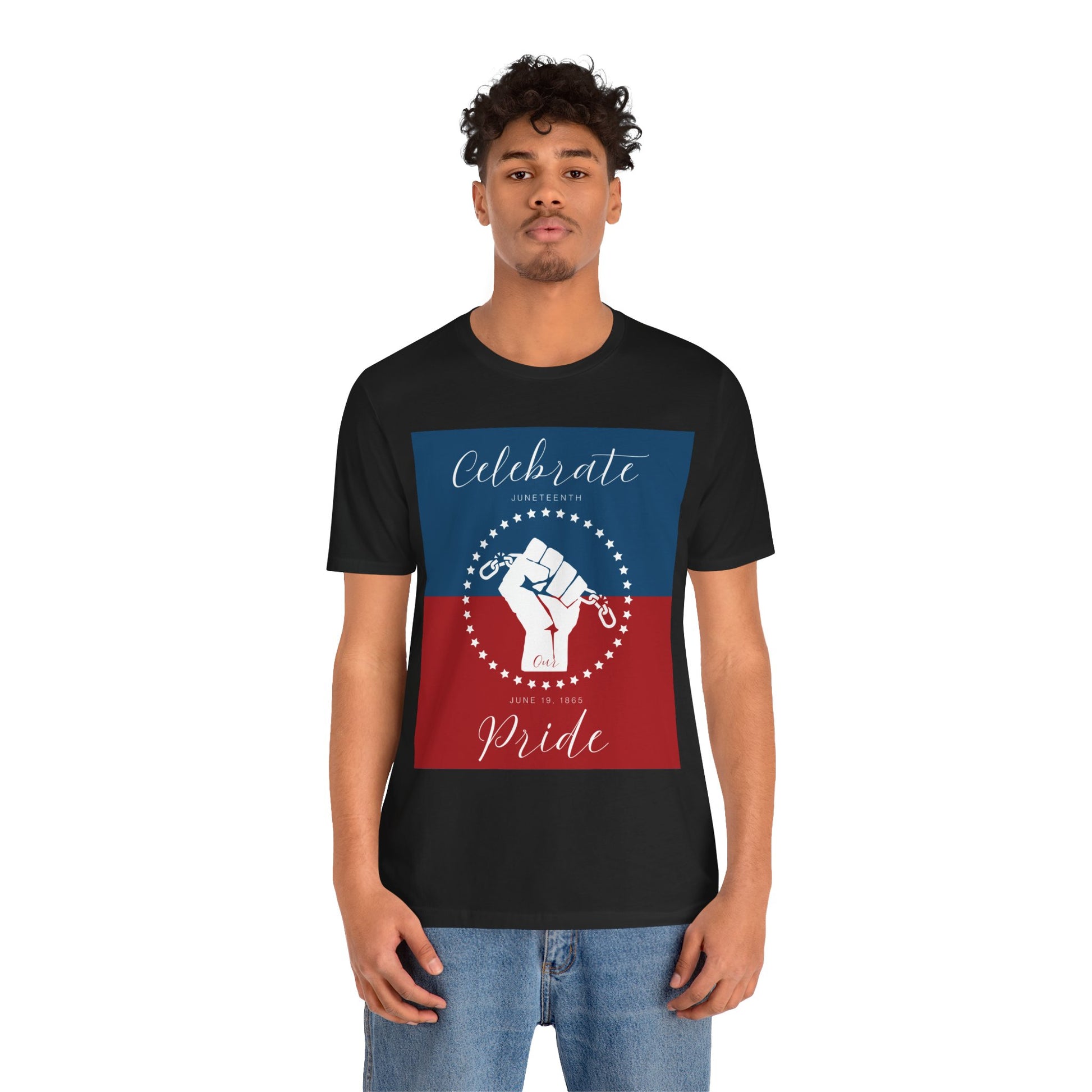 We Celebrate Our Pride Juneteenth Tee | 4th of July, Independence Day Alternative Shirt for Black Solidarity, Black American Culture, Black Pride, Unisex T-Shirt