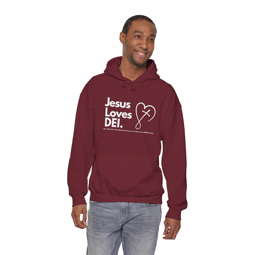 Jesus Loves DEI (Style 2) - Unisex Heavy Blend Hoodie