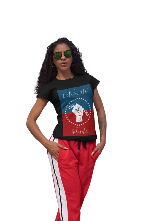 Celebrate Our Pride Juneteenth Tee | 4th of July, Independence Day Alternative Shirt for Black Solidarity, Black American Culture, Black Pride, Unisex T-Shirt