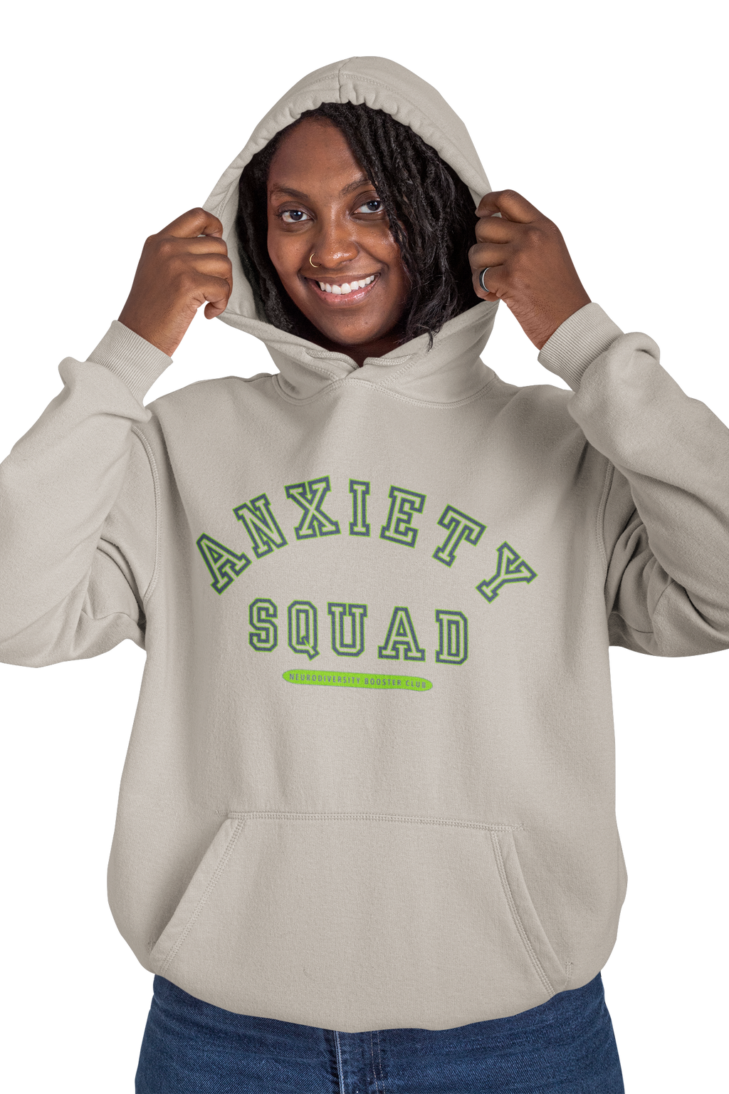 ANXIETY SQUAD Hoodie (Green Accent) — Embrace Neurodiversity Collection