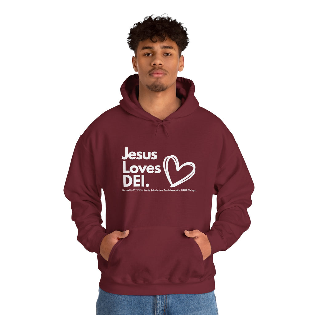 Jesus Loves DEI (Style 1) - Unisex Heavy Blend Hoodie