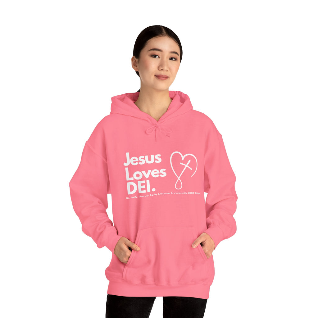 Jesus Loves DEI (Style 2) - Unisex Heavy Blend Hoodie