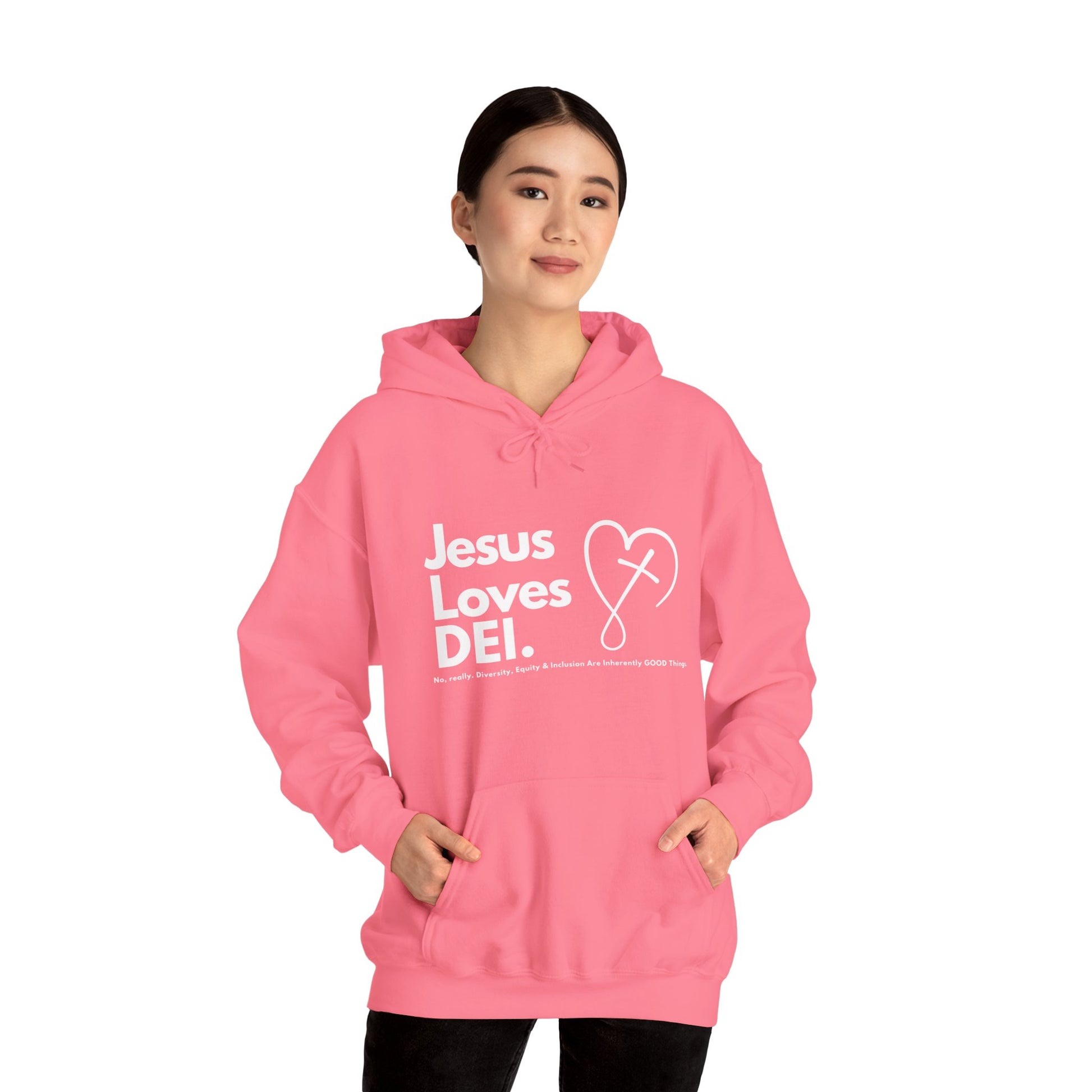 Jesus Loves DEI (Style 2) - Unisex Heavy Blend Hoodie