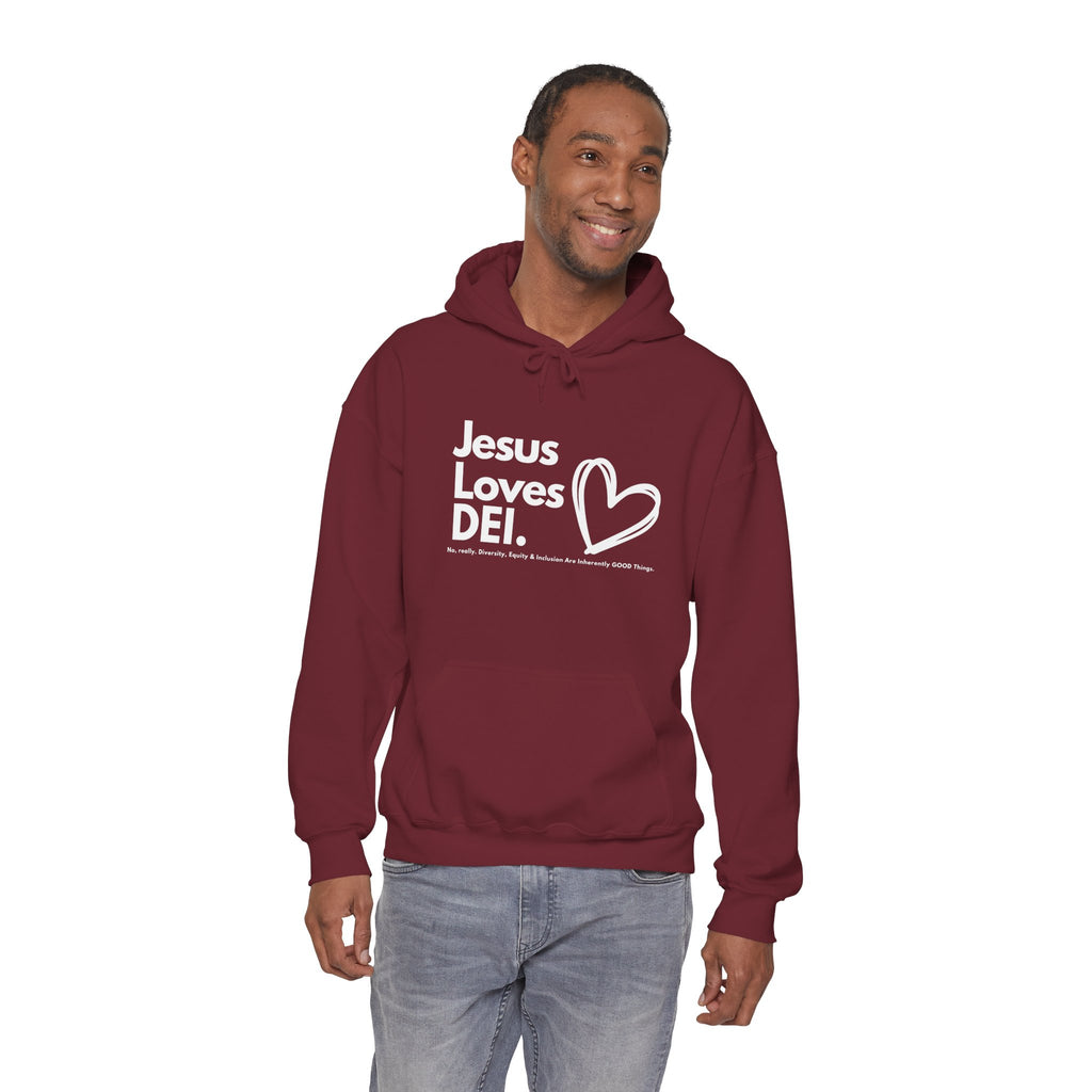 Jesus Loves DEI (Style 1) - Unisex Heavy Blend Hoodie