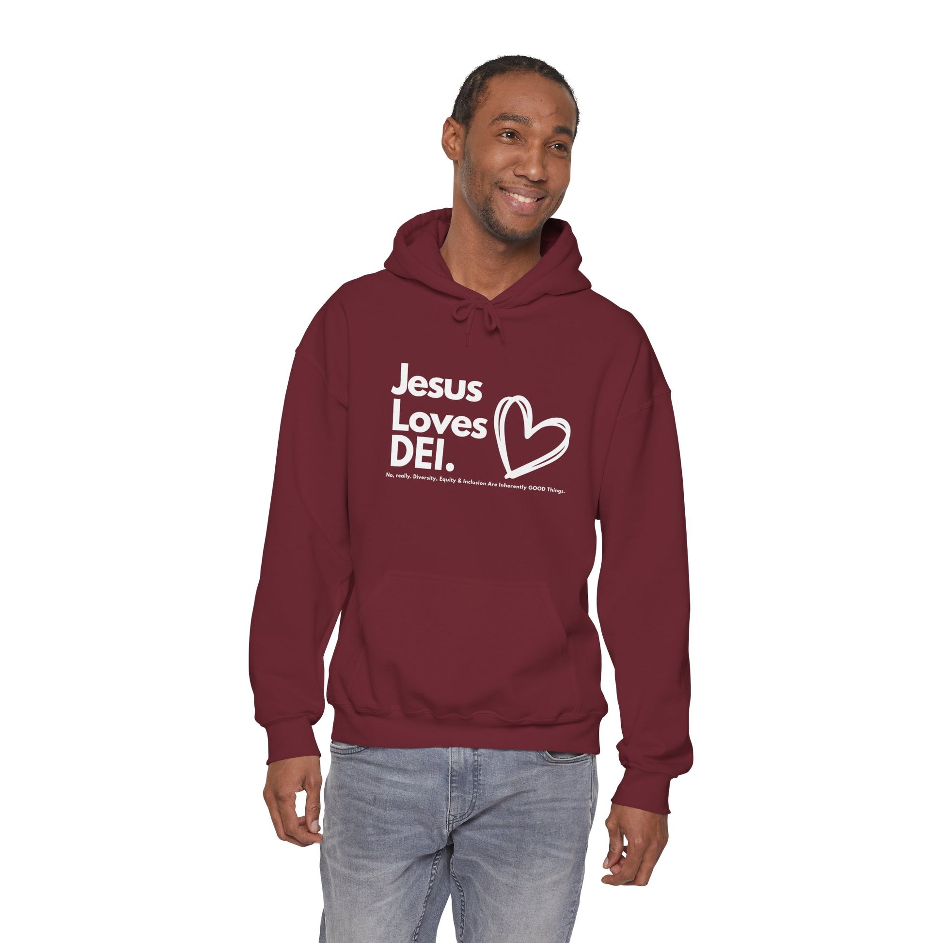 Jesus Loves DEI (Style 1) - Unisex Heavy Blend Hoodie