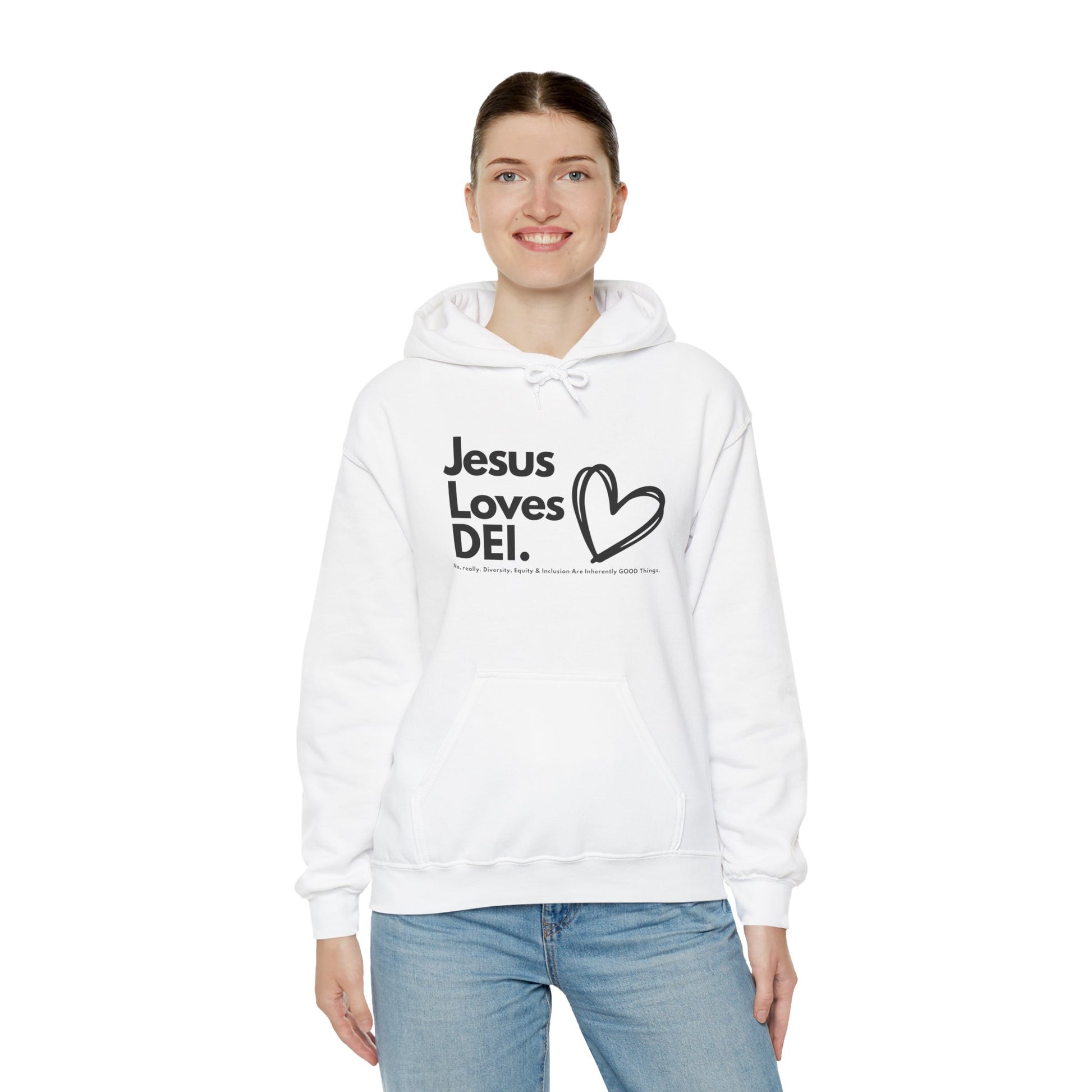 Jesus Loves DEI (Style 1) - Unisex Heavy Blend Hoodie