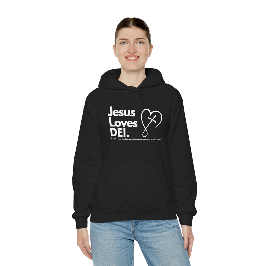 Jesus Loves DEI (Style 2) - Unisex Heavy Blend Hoodie