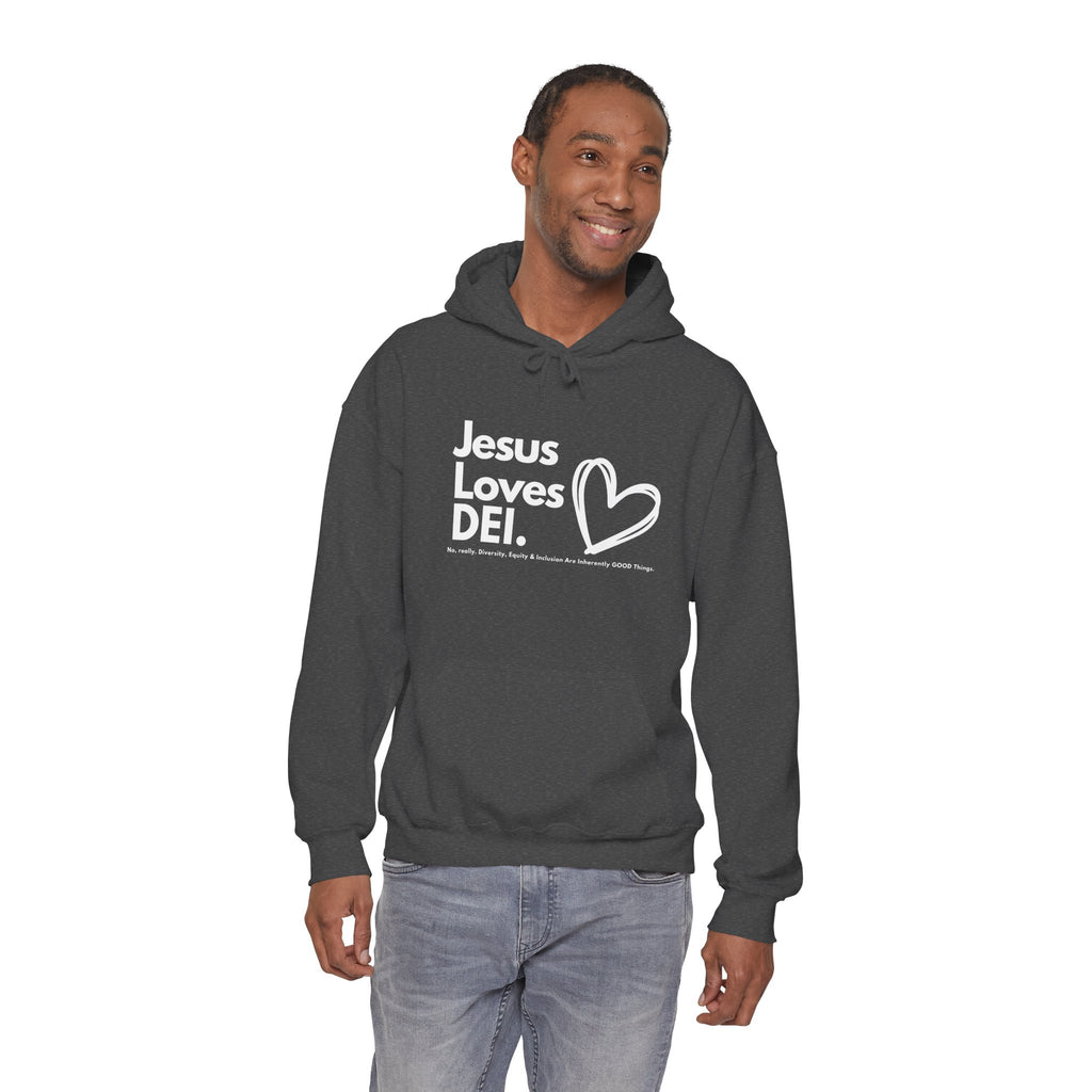 Jesus Loves DEI (Style 1) - Unisex Heavy Blend Hoodie