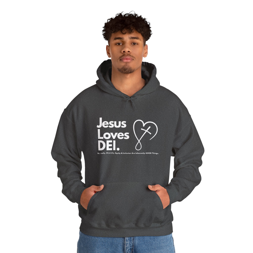 Jesus Loves DEI (Style 2) - Unisex Heavy Blend Hoodie
