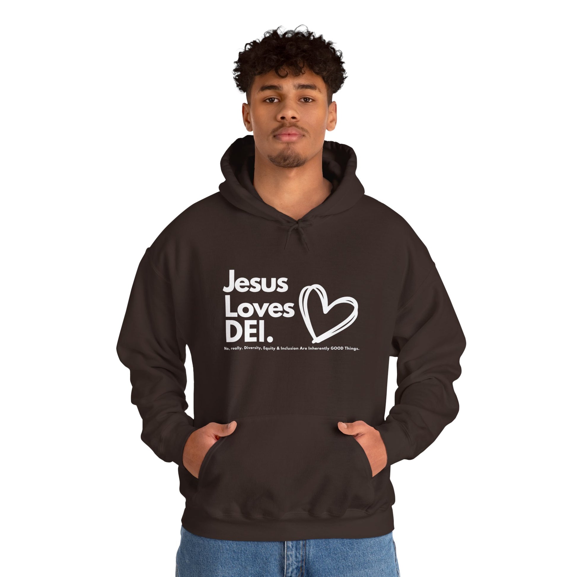 Jesus Loves DEI (Style 1) - Unisex Heavy Blend Hoodie
