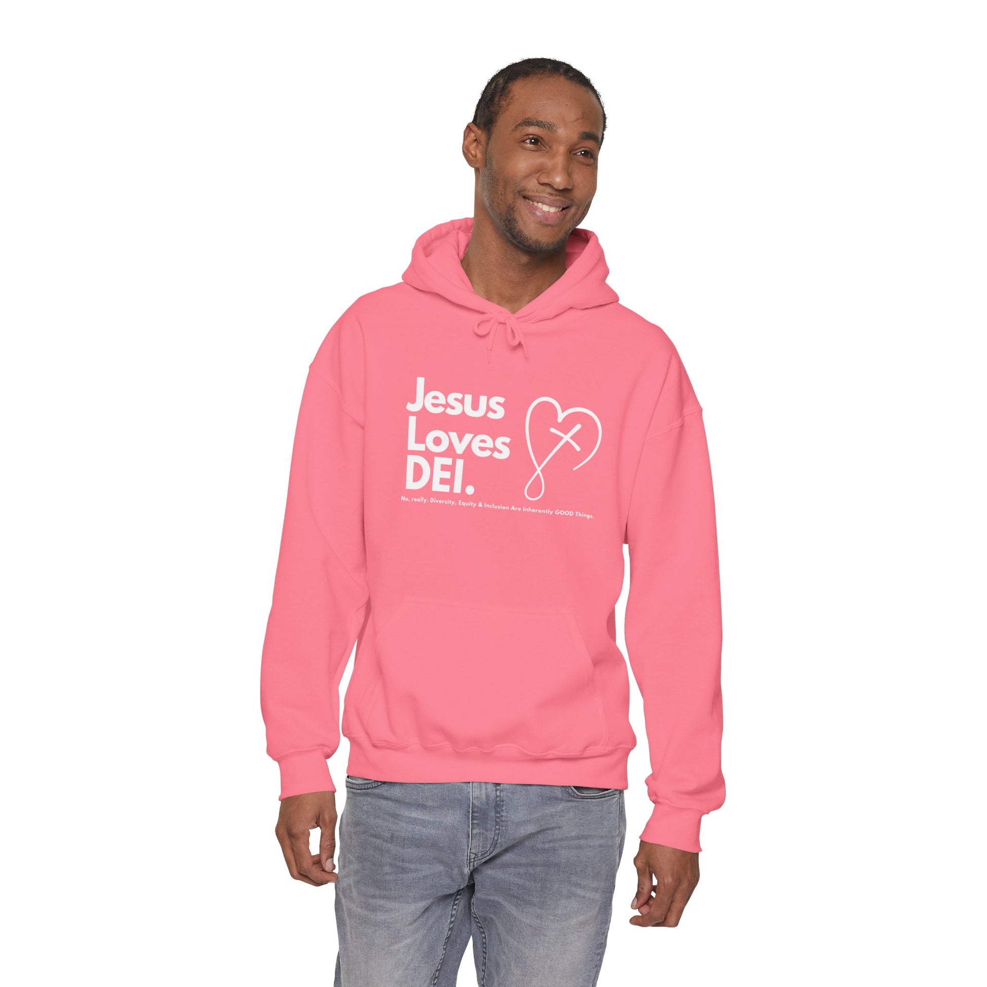 Jesus Loves DEI (Style 2) - Unisex Heavy Blend Hoodie