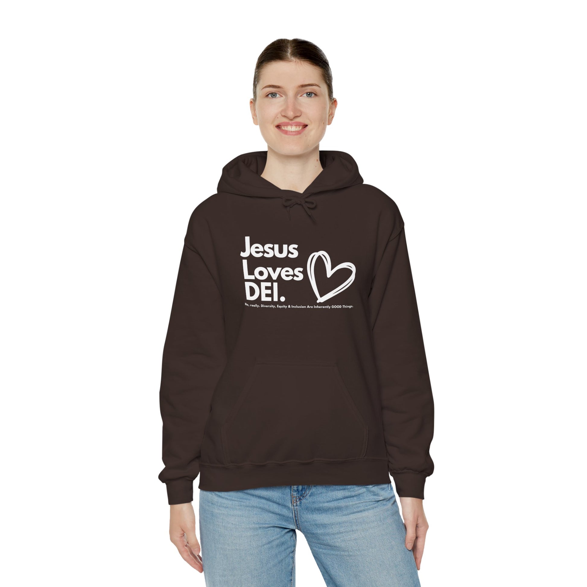 Jesus Loves DEI (Style 1) - Unisex Heavy Blend Hoodie