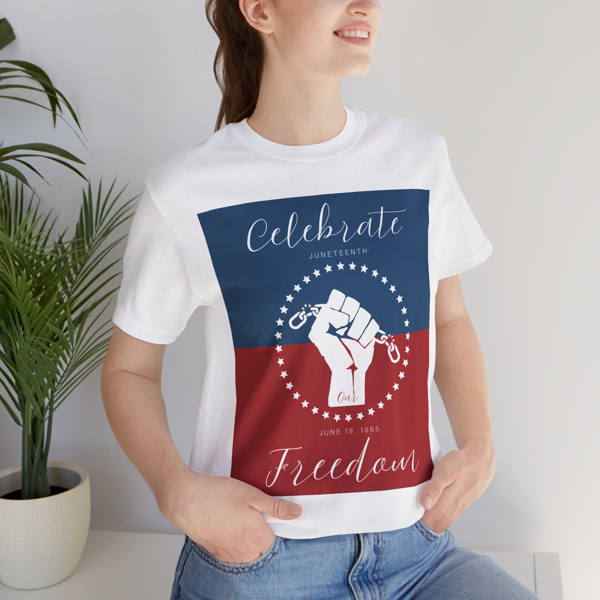 We Celebrate Our Freedom Juneteenth Tee | 4th of July, Independence Day Alternative Shirt for Black Solidarity, Black American Culture, Black Pride, Unisex T-Shirt