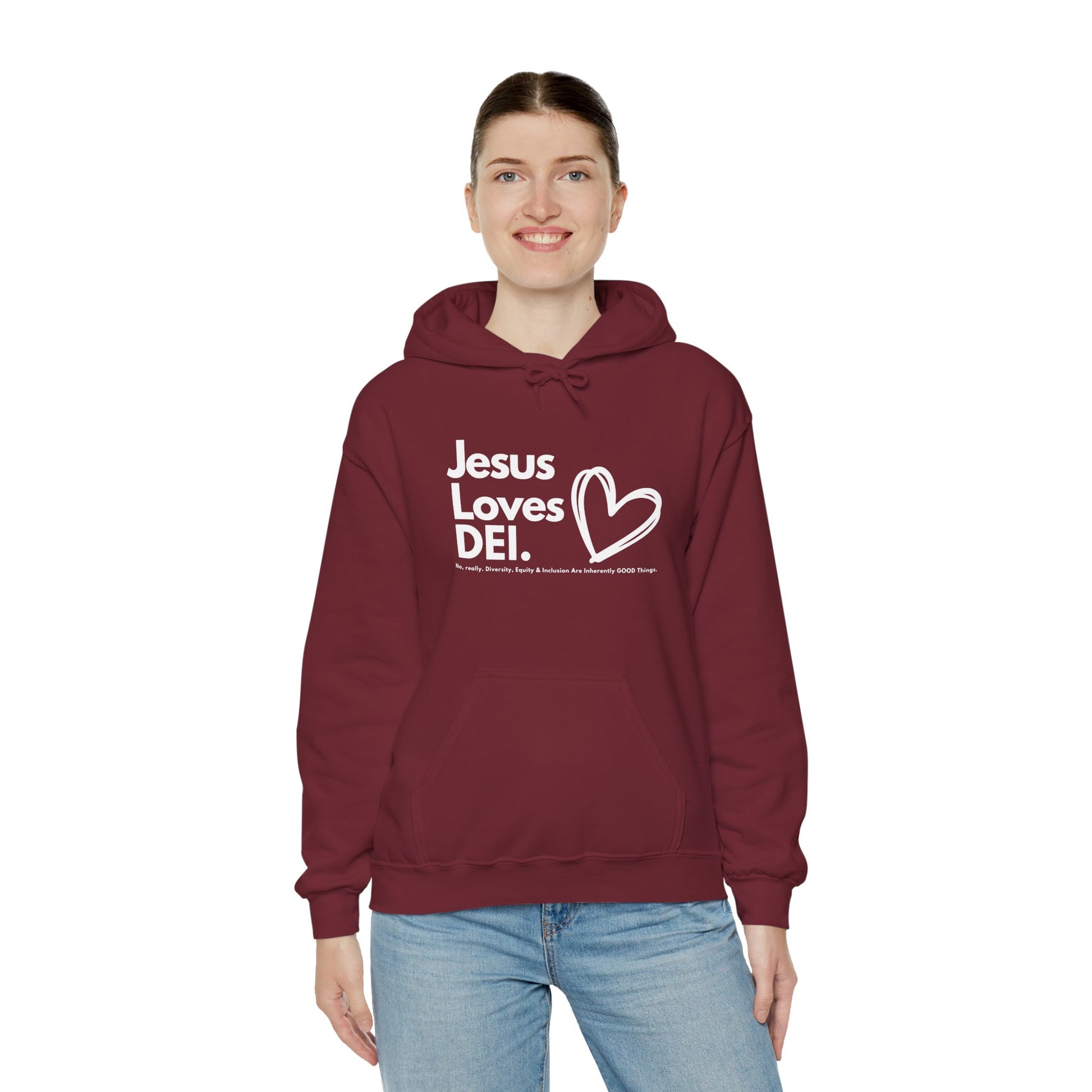Jesus Loves DEI (Style 1) - Unisex Heavy Blend Hoodie