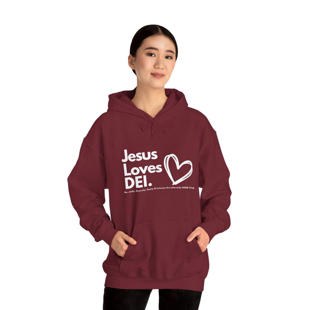 Jesus Loves DEI (Style 1) - Unisex Heavy Blend Hoodie