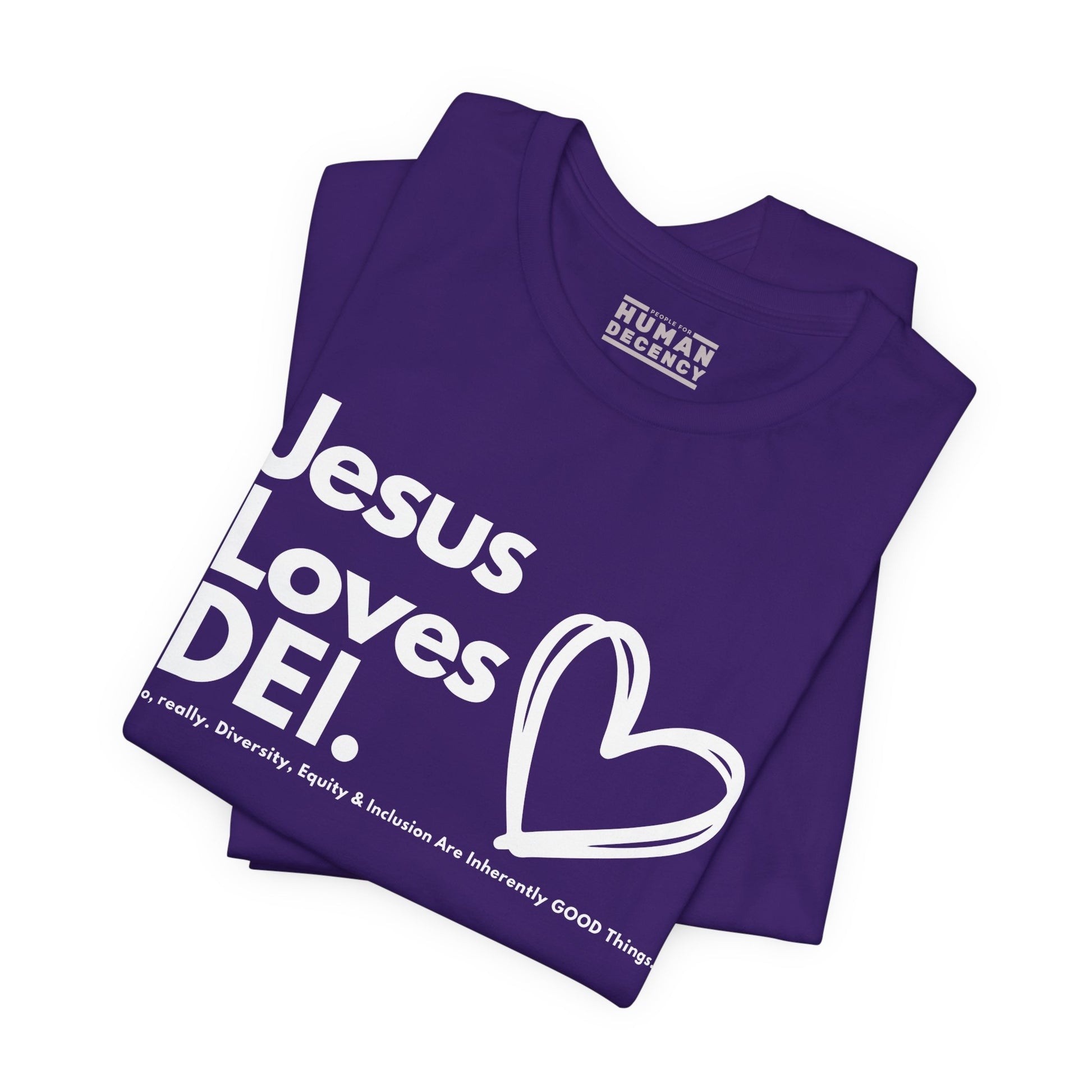 Jesus Loves DEI (Style 1, Heart) Unisex Tee | Progressive Statement T-Shirt for Everyday Wear