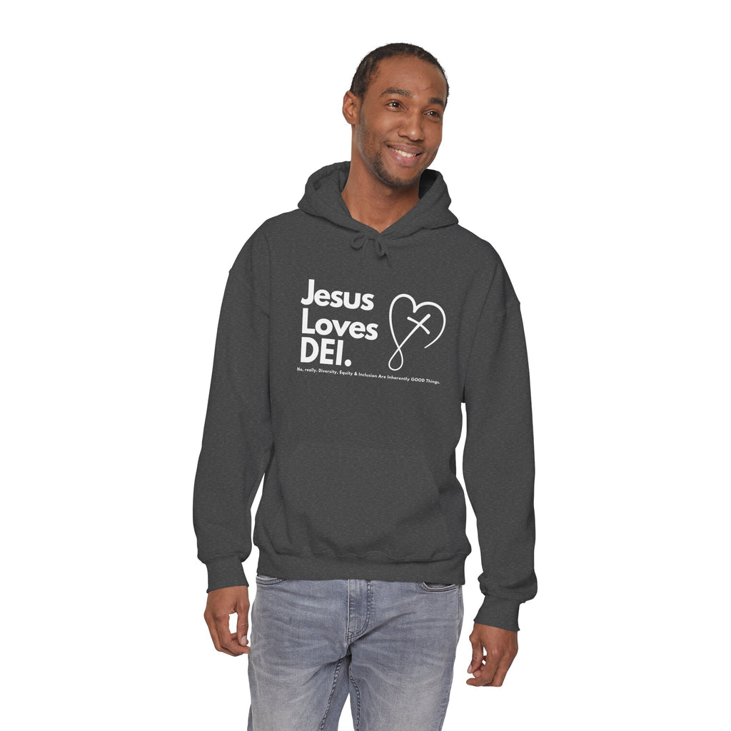 Jesus Loves DEI (Style 2) - Unisex Heavy Blend Hoodie