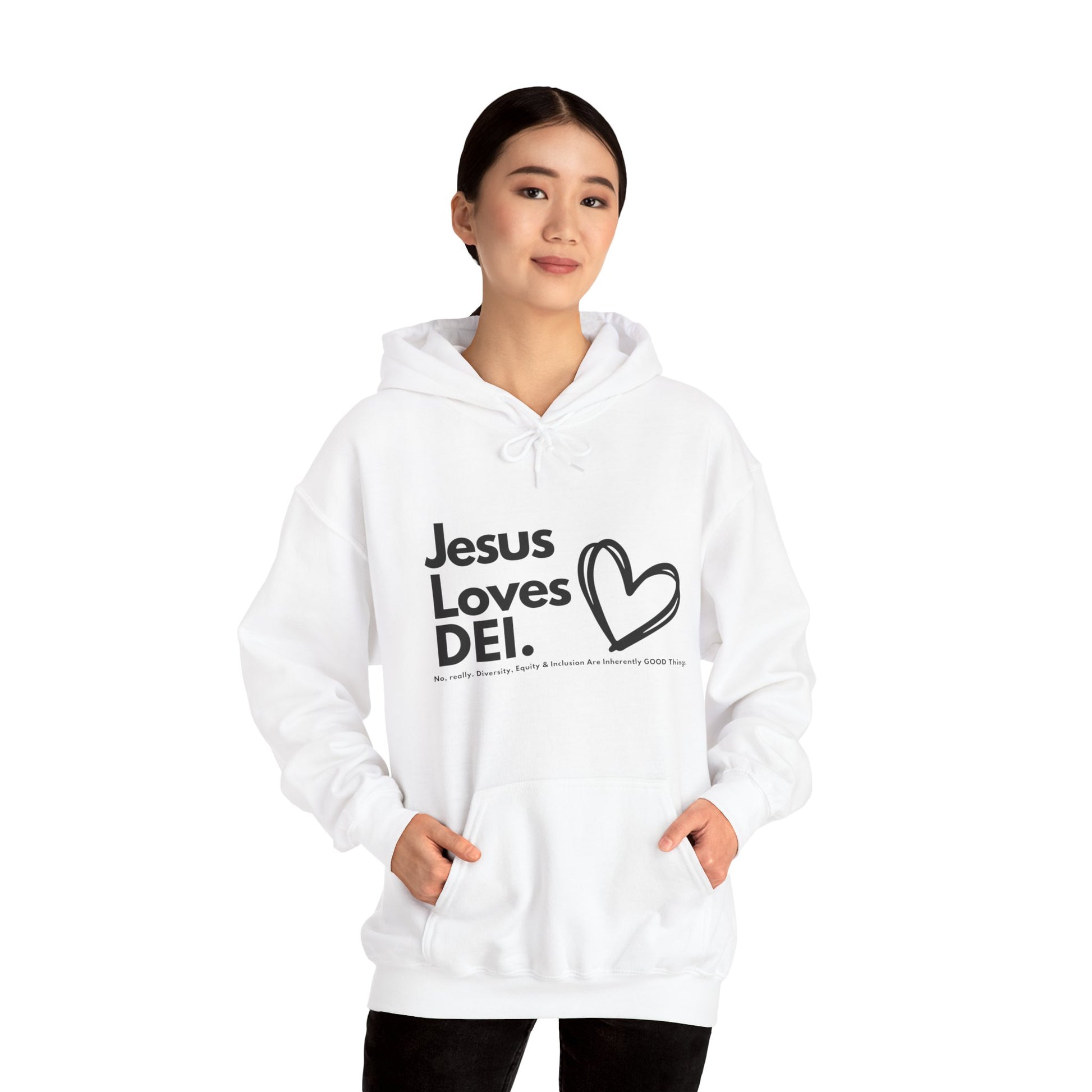 Jesus Loves DEI (Style 1) - Unisex Heavy Blend Hoodie