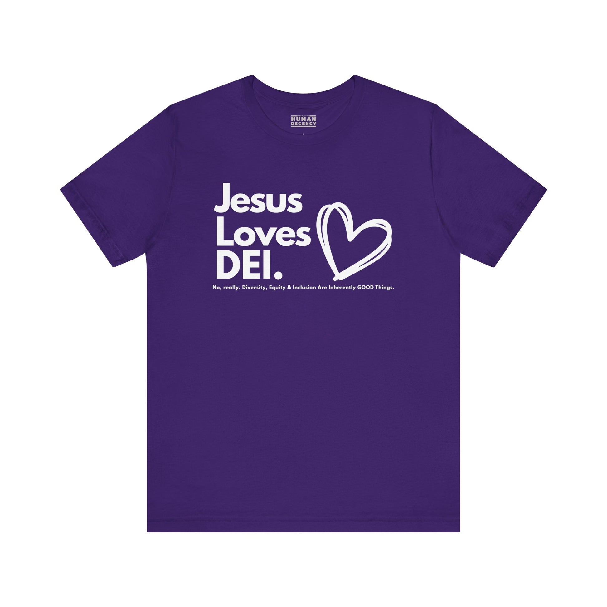 Jesus Loves DEI (Style 1, Heart) Unisex Tee | Progressive Statement T-Shirt for Everyday Wear